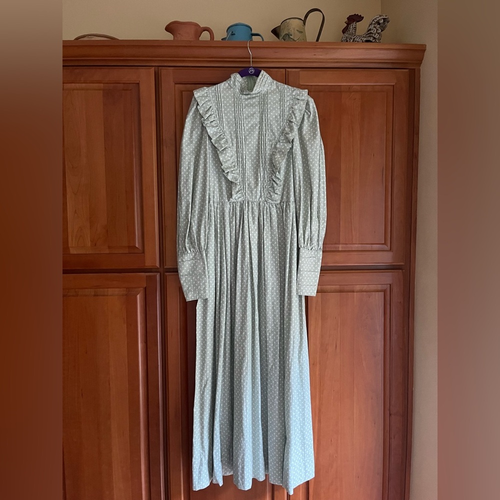 Laura Ashley Mint Green Long Sleeve Dress with Ruffles